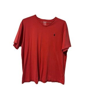 Polo Ralph Lauren Mens Red V-Neck Cotton Short Sleeve T-Shirt Size Large L